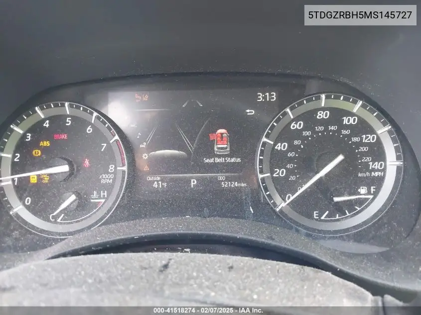 2021 Toyota Highlander Xle VIN: 5TDGZRBH5MS145727 Lot: 41518274