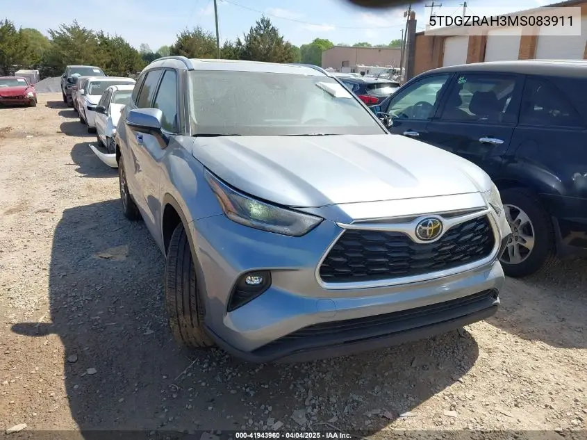 2021 Toyota Highlander Xle VIN: 5TDGZRAH3MS083911 Lot: 41943960