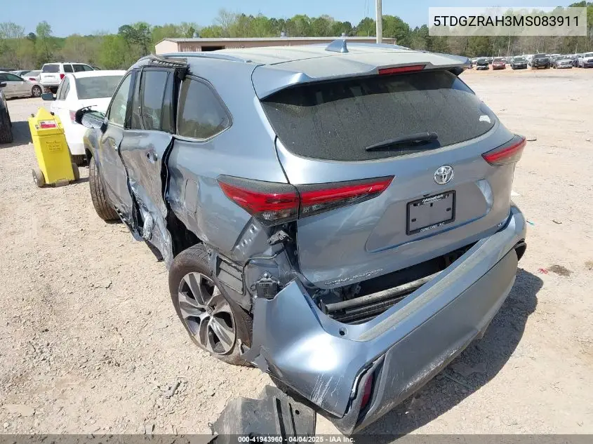 2021 Toyota Highlander Xle VIN: 5TDGZRAH3MS083911 Lot: 41943960