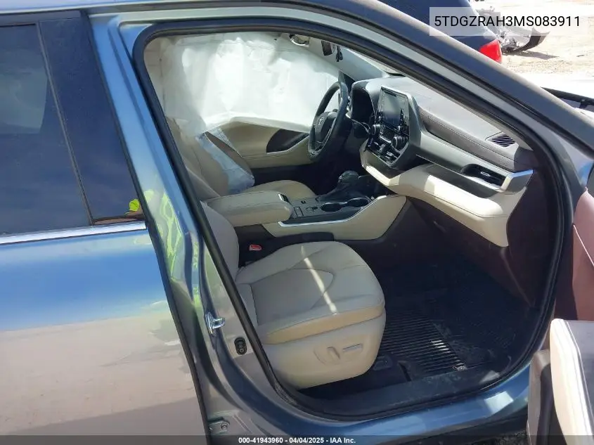 2021 Toyota Highlander Xle VIN: 5TDGZRAH3MS083911 Lot: 41943960