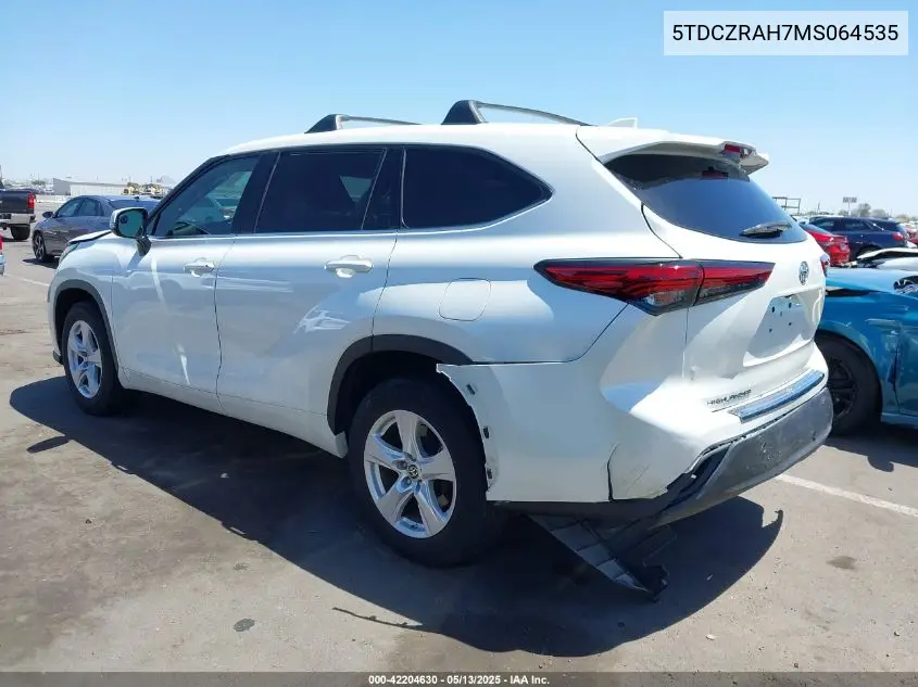 2021 Toyota Highlander L VIN: 5TDCZRAH7MS064535 Lot: 42204630