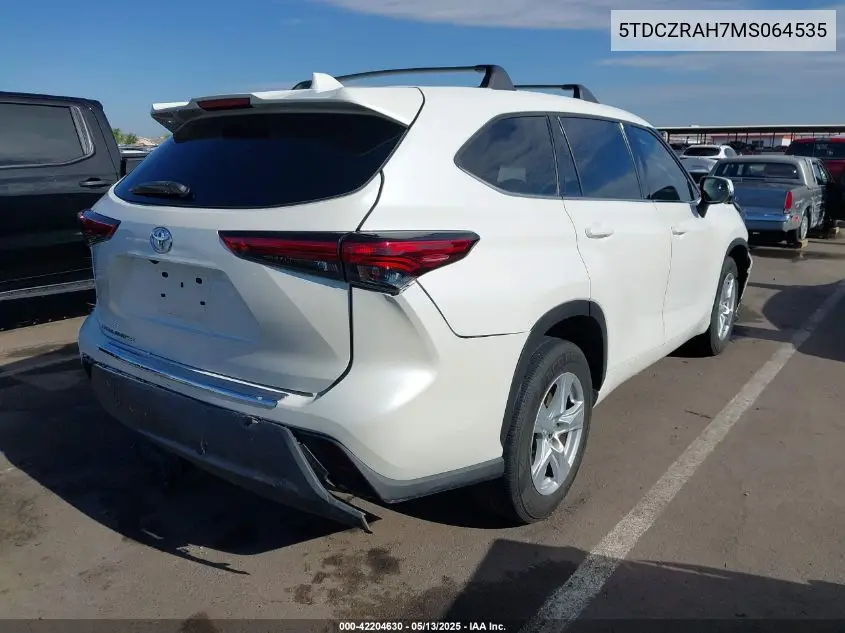 2021 Toyota Highlander L VIN: 5TDCZRAH7MS064535 Lot: 42204630