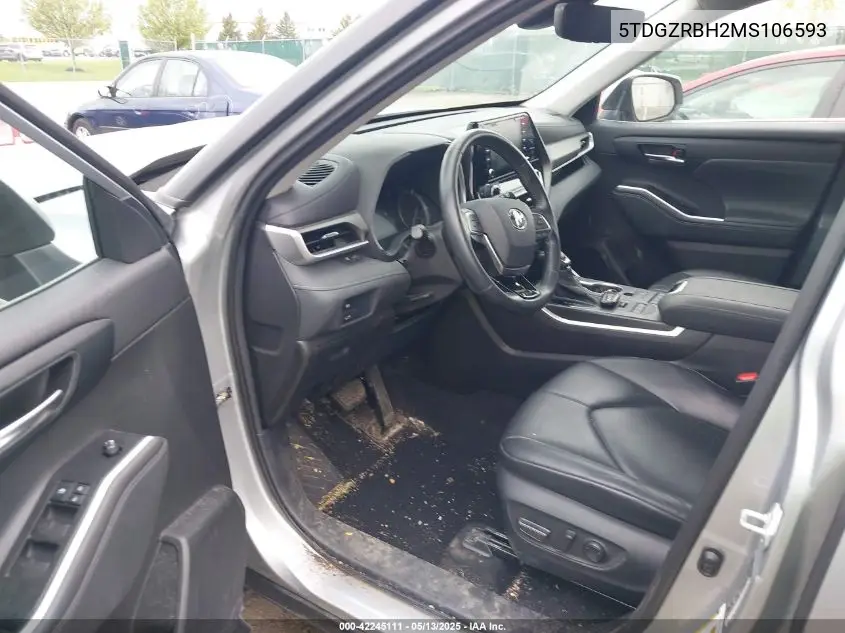 2021 Toyota Highlander Xle VIN: 5TDGZRBH2MS106593 Lot: 42245111