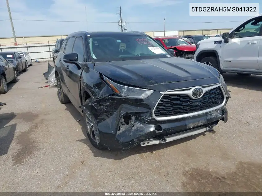 2021 Toyota Highlander Xle VIN: 5TDGZRAH5MS041322 Lot: 42250693