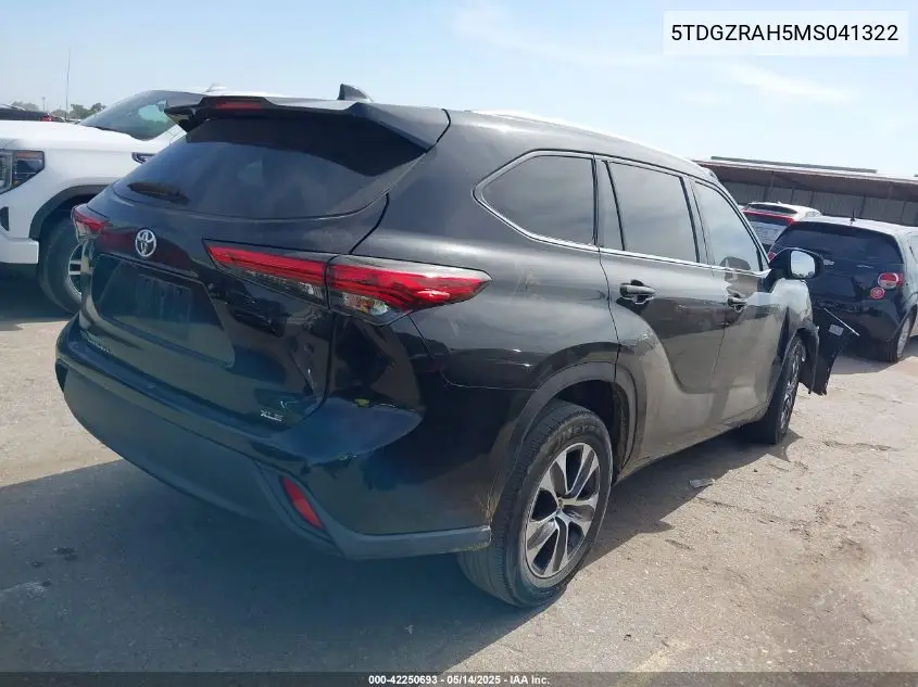 2021 Toyota Highlander Xle VIN: 5TDGZRAH5MS041322 Lot: 42250693