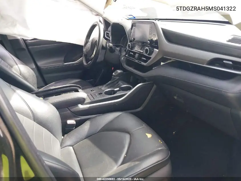 2021 Toyota Highlander Xle VIN: 5TDGZRAH5MS041322 Lot: 42250693