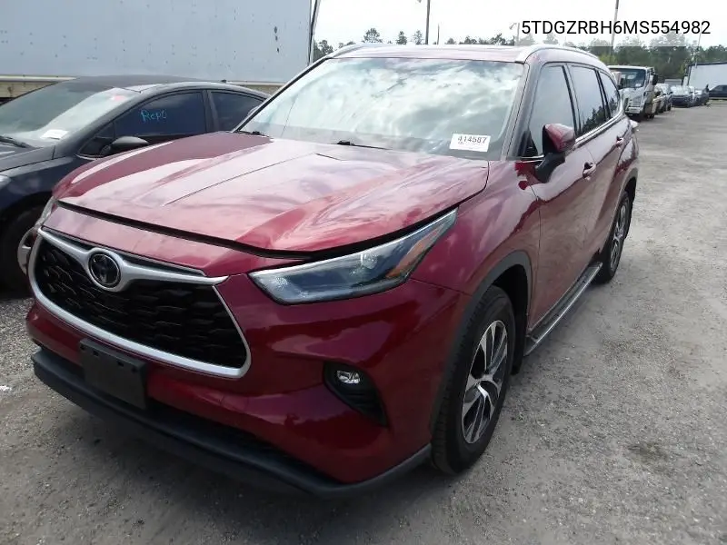 2021 Toyota Highlander Xle VIN: 5TDGZRBH6MS554982 Lot: 42271854