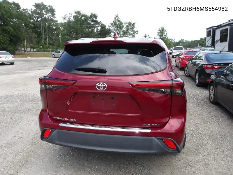 2021 Toyota Highlander Xle VIN: 5TDGZRBH6MS554982 Lot: 42271854