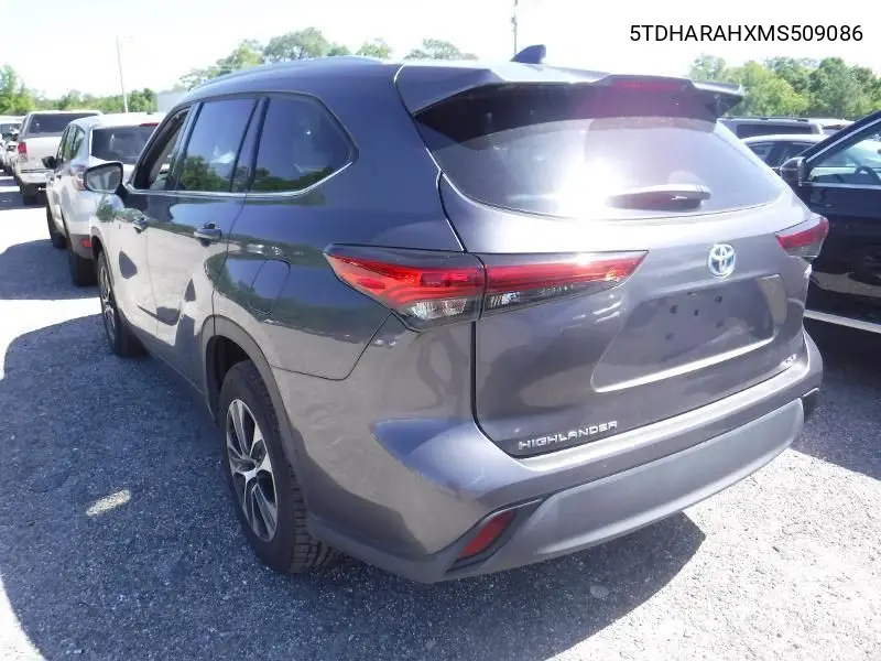 2021 Toyota Highlander Hybrid Xle VIN: 5TDHARAHXMS509086 Lot: 42271858