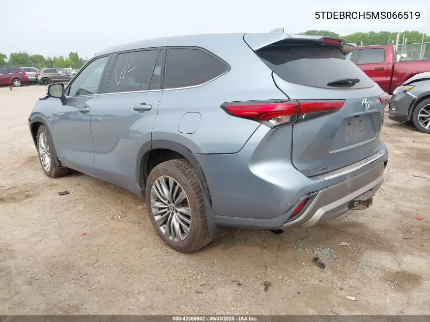 2021 Toyota Highlander Hybrid Platinum VIN: 5TDEBRCH5MS066519 Lot: 42366942