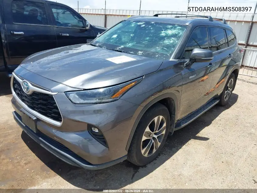 2021 Toyota Highlander Hybrid Xle VIN: 5TDGARAH6MS508397 Lot: 42551122