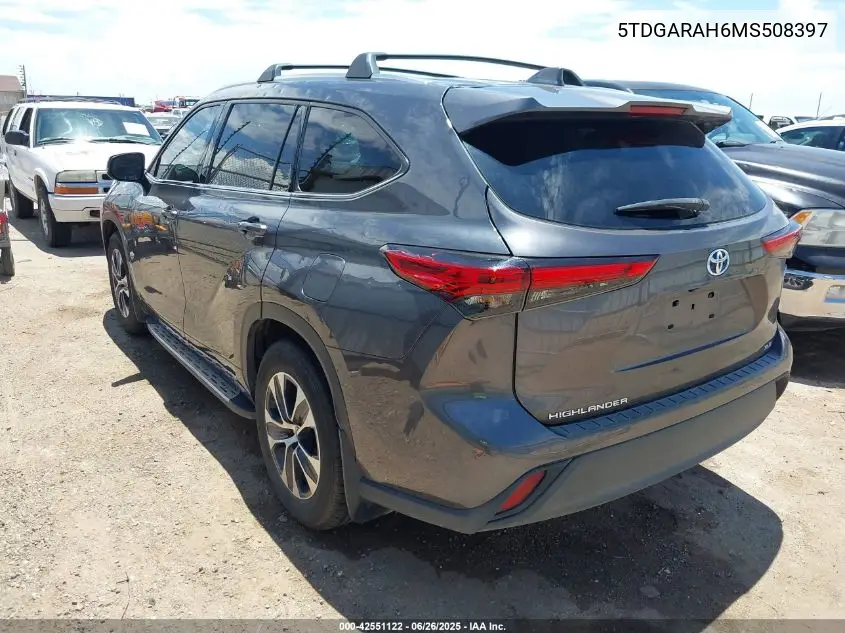 2021 Toyota Highlander Hybrid Xle VIN: 5TDGARAH6MS508397 Lot: 42551122