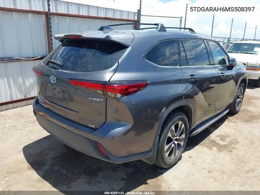 2021 Toyota Highlander Hybrid Xle VIN: 5TDGARAH6MS508397 Lot: 42551122