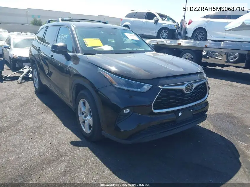 2021 Toyota Highlander Le VIN: 5TDZZRAH5MS068710 Lot: 42584182