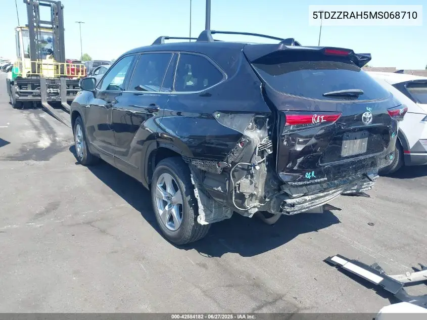 2021 Toyota Highlander Le VIN: 5TDZZRAH5MS068710 Lot: 42584182