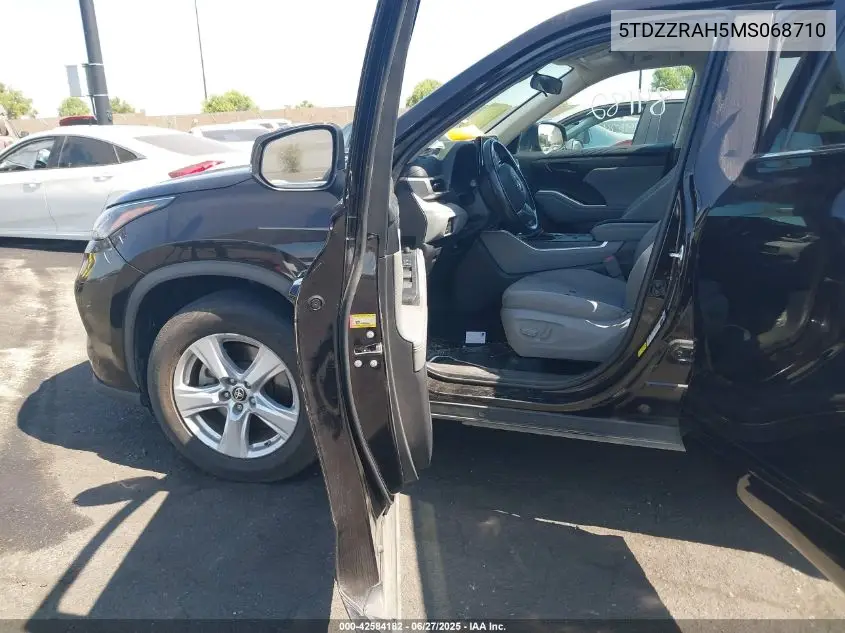 2021 Toyota Highlander Le VIN: 5TDZZRAH5MS068710 Lot: 42584182