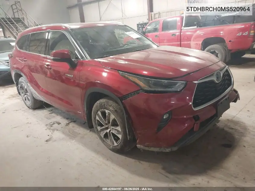 2021 Toyota Highlander Hybrid Xle VIN: 5TDHBRCH0MS520964 Lot: 42584197