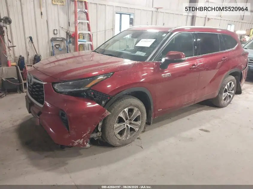 2021 Toyota Highlander Hybrid Xle VIN: 5TDHBRCH0MS520964 Lot: 42584197