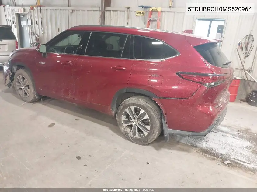 2021 Toyota Highlander Hybrid Xle VIN: 5TDHBRCH0MS520964 Lot: 42584197