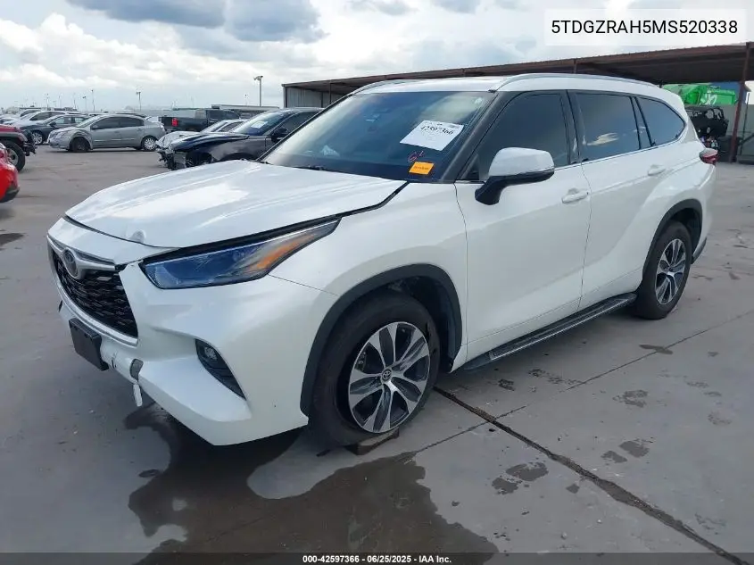 2021 Toyota Highlander Xle VIN: 5TDGZRAH5MS520338 Lot: 42597366