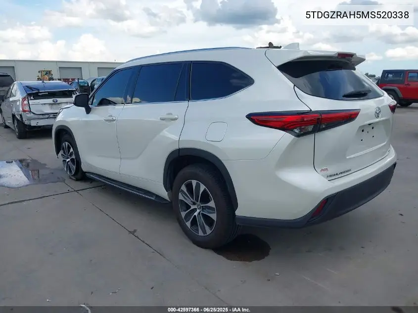 2021 Toyota Highlander Xle VIN: 5TDGZRAH5MS520338 Lot: 42597366