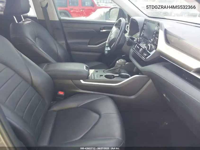 2021 Toyota Highlander Xle VIN: 5TDGZRAH4MS532366 Lot: 42603712