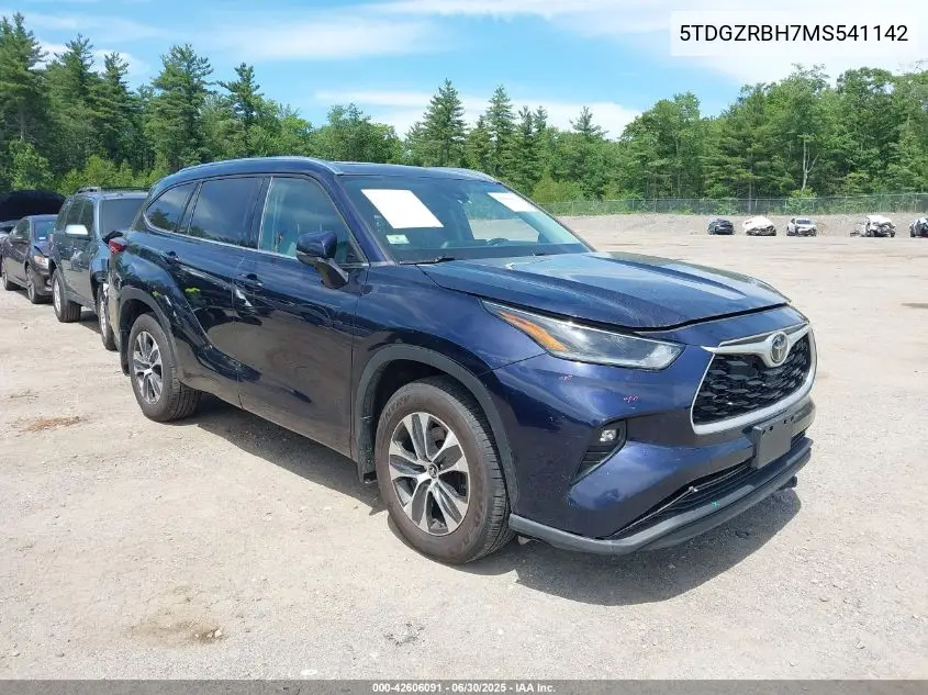2021 Toyota Highlander Xle VIN: 5TDGZRBH7MS541142 Lot: 42606091