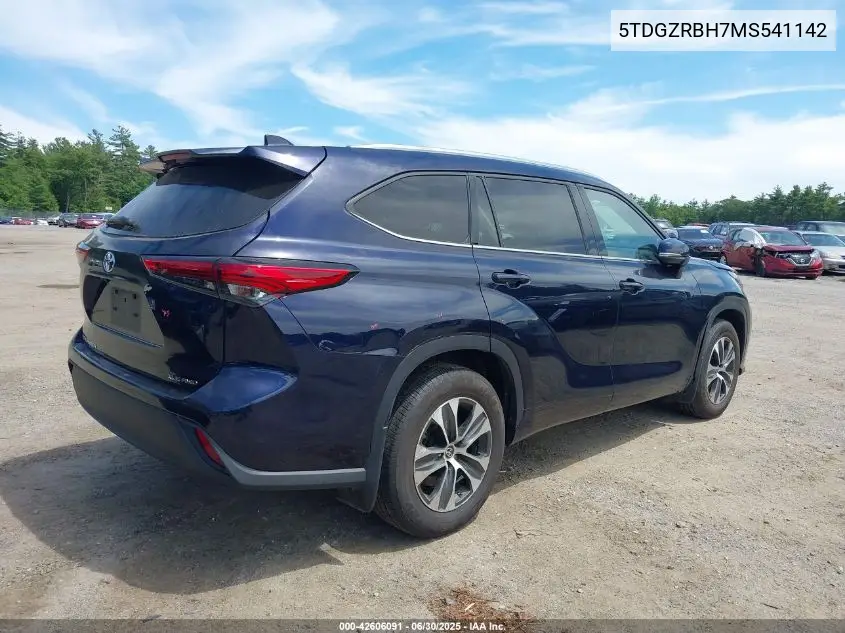 2021 Toyota Highlander Xle VIN: 5TDGZRBH7MS541142 Lot: 42606091