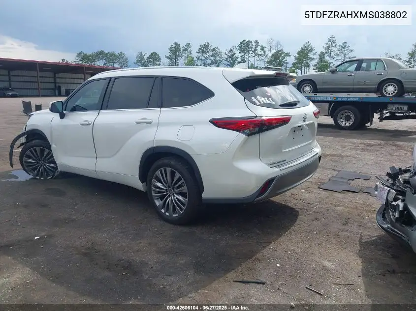 2021 Toyota Highlander Platinum VIN: 5TDFZRAHXMS038802 Lot: 42606104