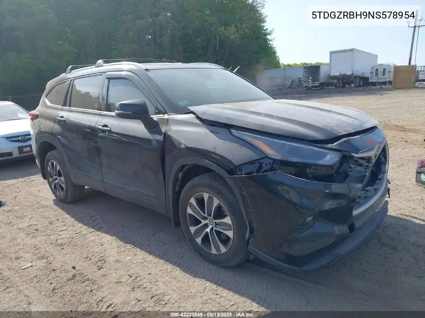 2022 Toyota Highlander Xle VIN: 5TDGZRBH9NS578954 Lot: 42223549
