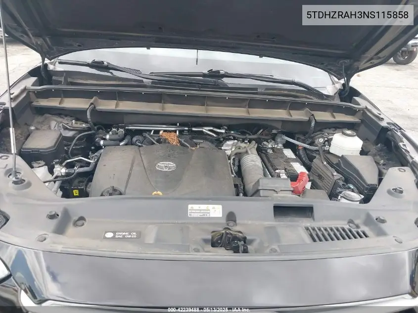 2022 Toyota Highlander Xle VIN: 5TDHZRAH3NS115858 Lot: 42239488