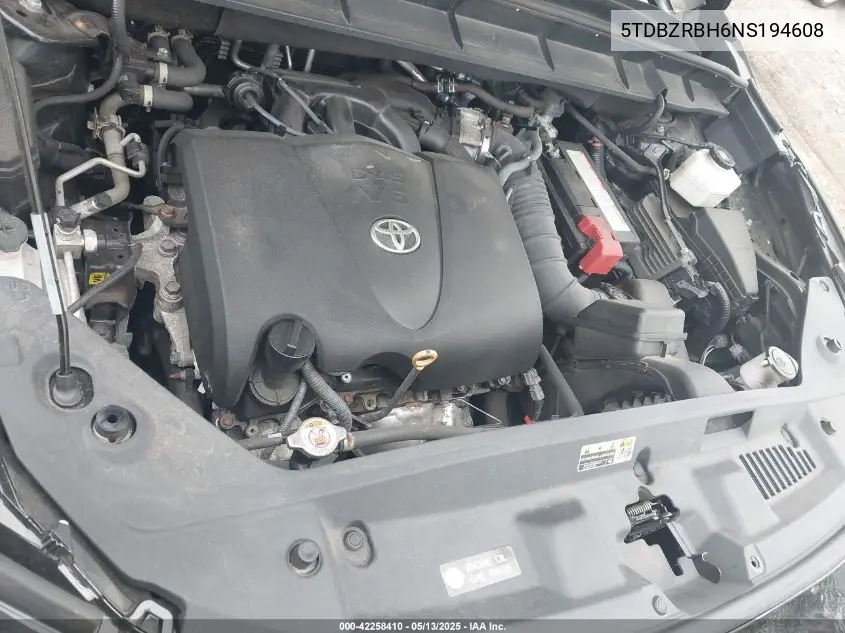 2022 Toyota Highlander Le VIN: 5TDBZRBH6NS194608 Lot: 42258410