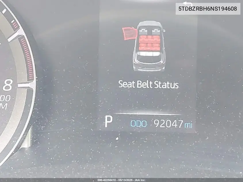 2022 Toyota Highlander Le VIN: 5TDBZRBH6NS194608 Lot: 42258410