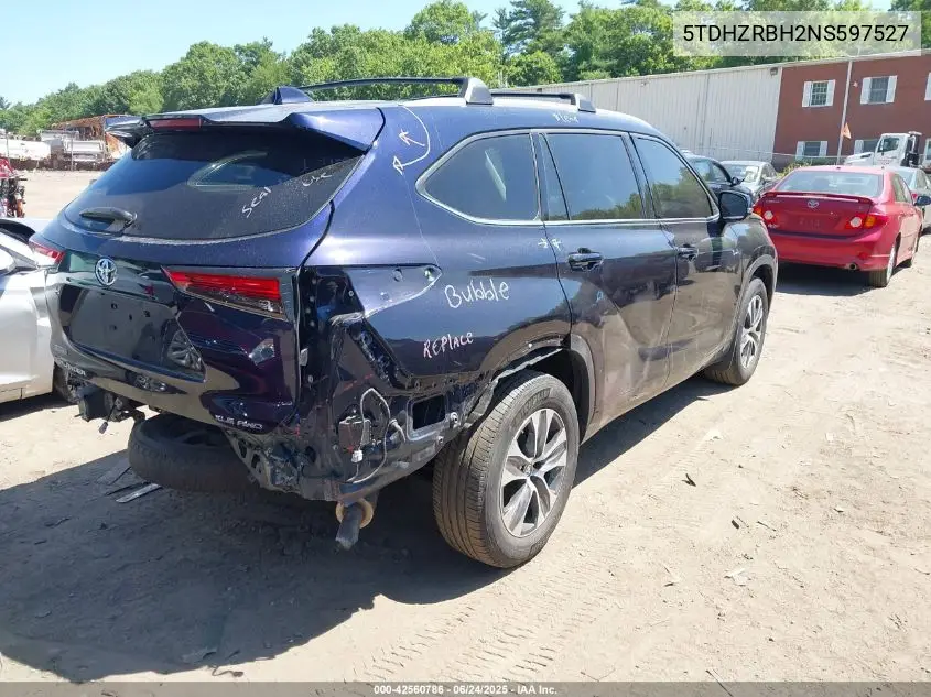 2022 Toyota Highlander Xle VIN: 5TDHZRBH2NS597527 Lot: 42560786