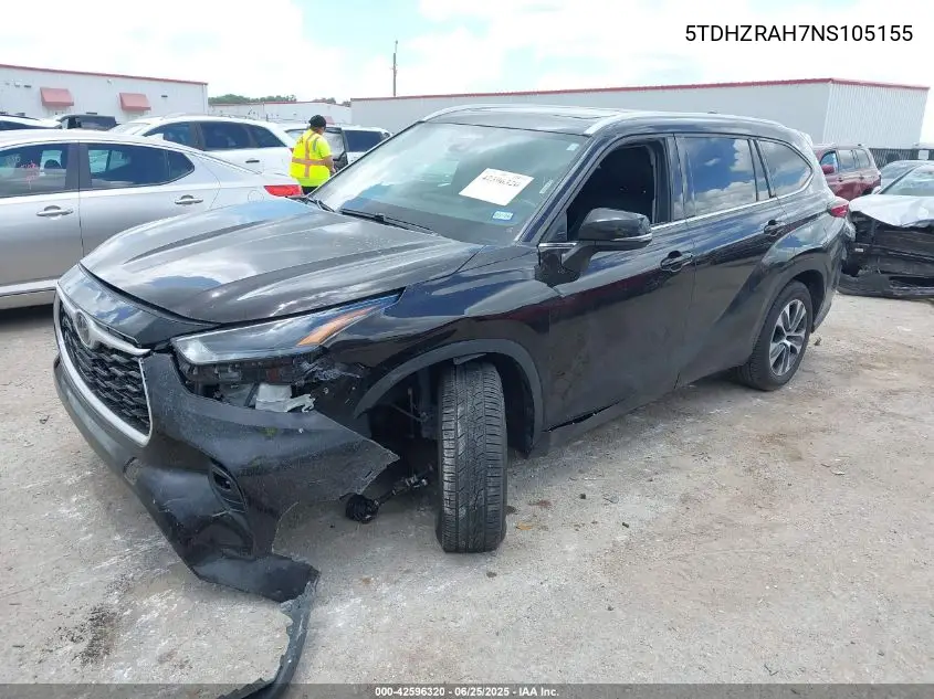 2022 Toyota Highlander Xle VIN: 5TDHZRAH7NS105155 Lot: 42596320