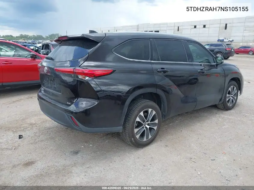 2022 Toyota Highlander Xle VIN: 5TDHZRAH7NS105155 Lot: 42596320