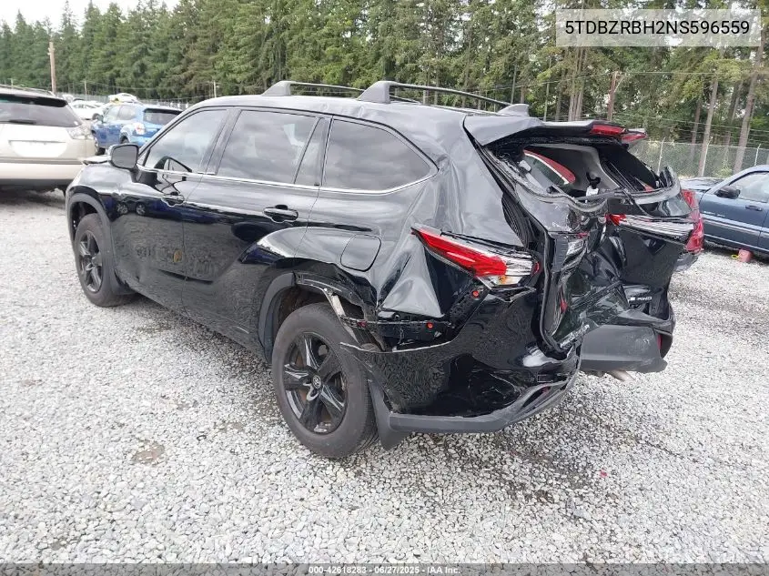2022 Toyota Highlander Le VIN: 5TDBZRBH2NS596559 Lot: 42618283