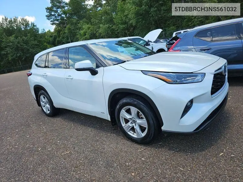 2022 Toyota Highlander Hybrid Le VIN: 5TDBBRCH3NS561032 Lot: 42621620