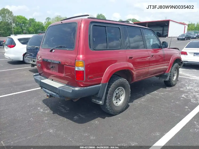 1992 Toyota Land Cruiser Fj80 VIN: JT3FJ80W9N0035402 Lot: 42129806