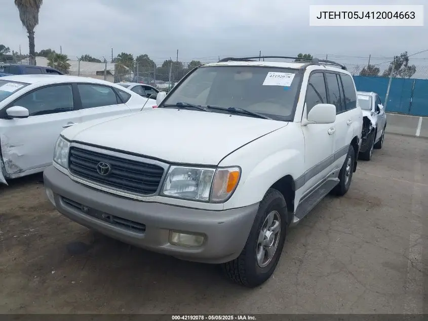 2001 Toyota Land Cruiser VIN: JTEHT05J412004663 Lot: 42192078