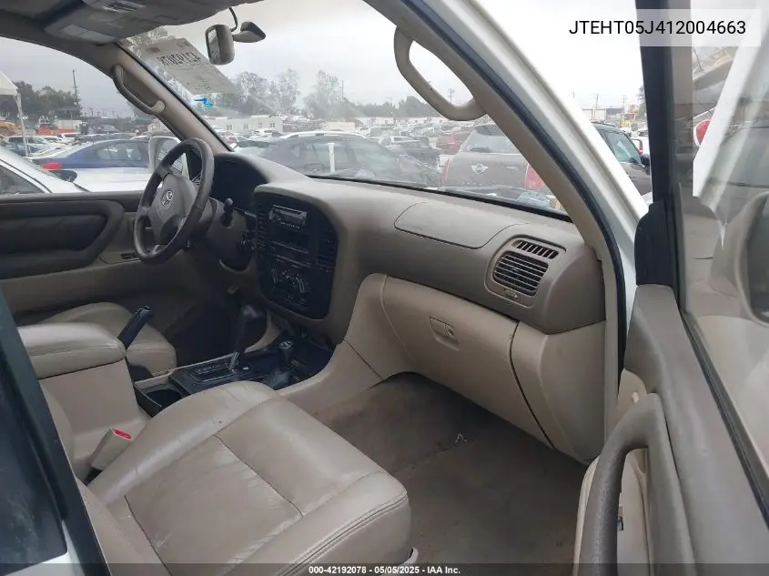 2001 Toyota Land Cruiser VIN: JTEHT05J412004663 Lot: 42192078