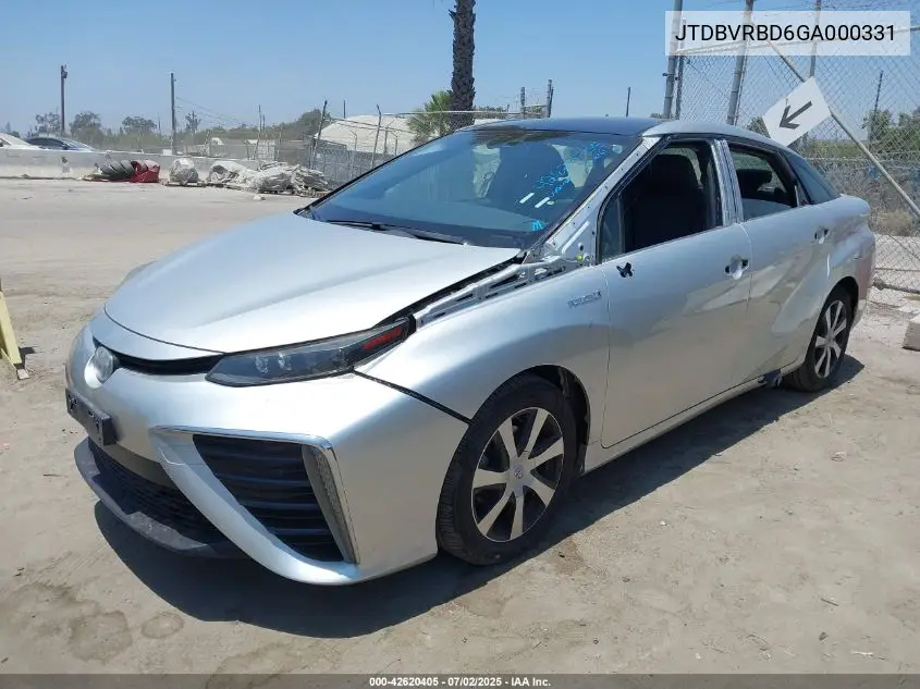 2016 Toyota Mirai VIN: JTDBVRBD6GA000331 Lot: 42620405