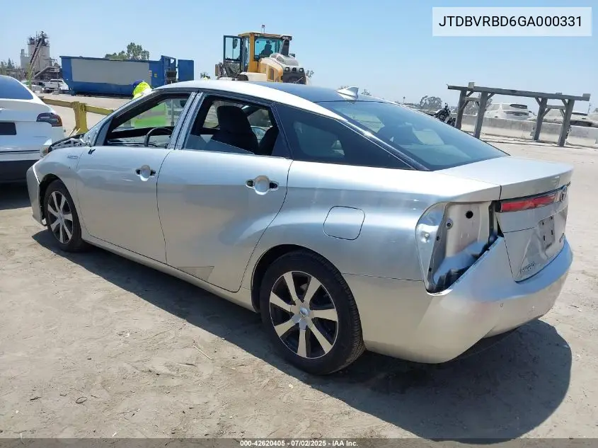 2016 Toyota Mirai VIN: JTDBVRBD6GA000331 Lot: 42620405