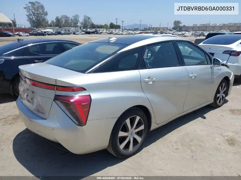2016 Toyota Mirai VIN: JTDBVRBD6GA000331 Lot: 42620405