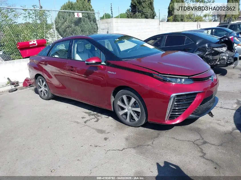 2017 Toyota Mirai VIN: JTDBVRBD3HA002362 Lot: 41935792