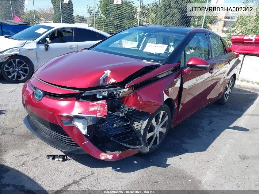 2017 Toyota Mirai VIN: JTDBVRBD3HA002362 Lot: 41935792