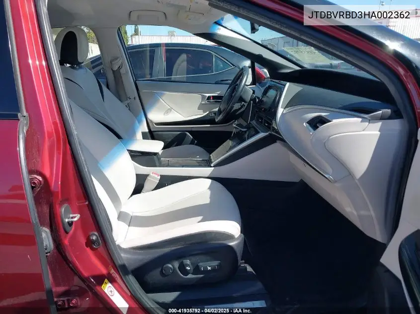 2017 Toyota Mirai VIN: JTDBVRBD3HA002362 Lot: 41935792