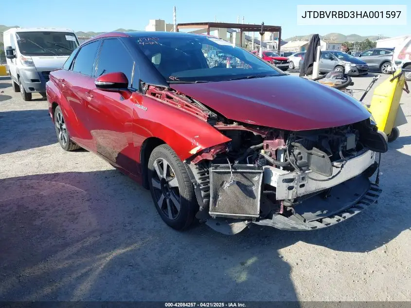 2017 Toyota Mirai VIN: JTDBVRBD3HA001597 Lot: 42084257