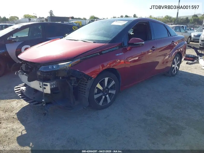 2017 Toyota Mirai VIN: JTDBVRBD3HA001597 Lot: 42084257