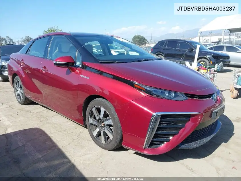 2017 Toyota Mirai VIN: JTDBVRBD5HA003237 Lot: 42268748